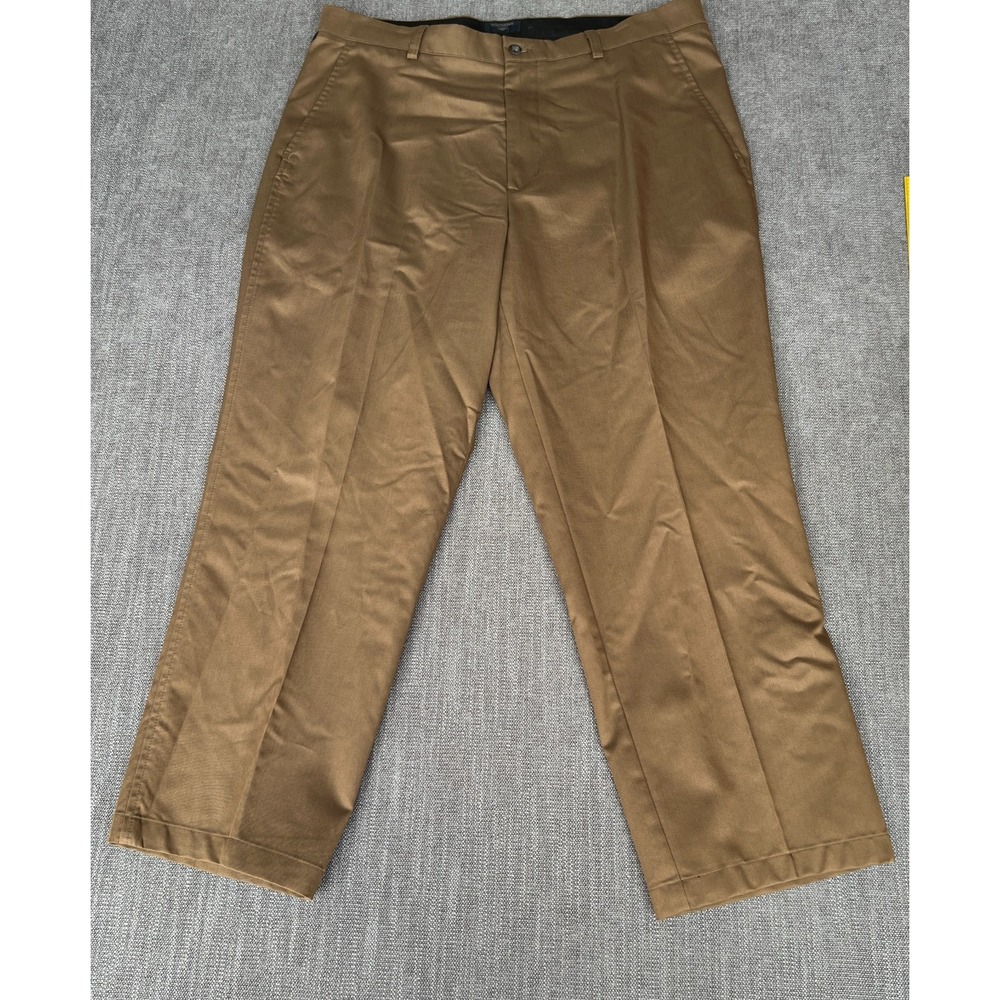 Dockers Chino Pants Men 38x32 Brown Stain Defender Individual Fit Waist Wide Leg